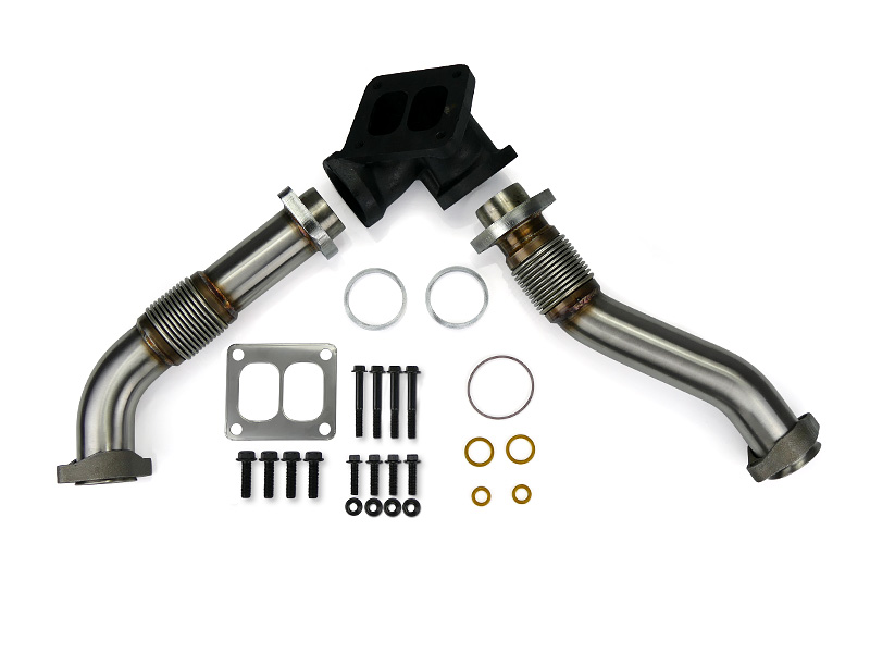 SPOOLOGIC 304SS Bellowed Exhaust Up-Pipes Kit For 1994-1997 7.3L Powerstroke