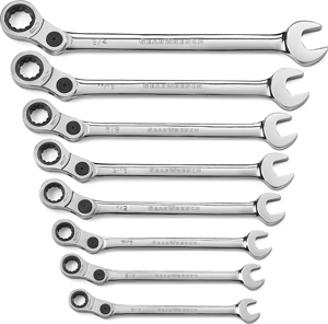 8 Pc. 72-Tooth 12 Point Indexing Combination SAE Wrench Set