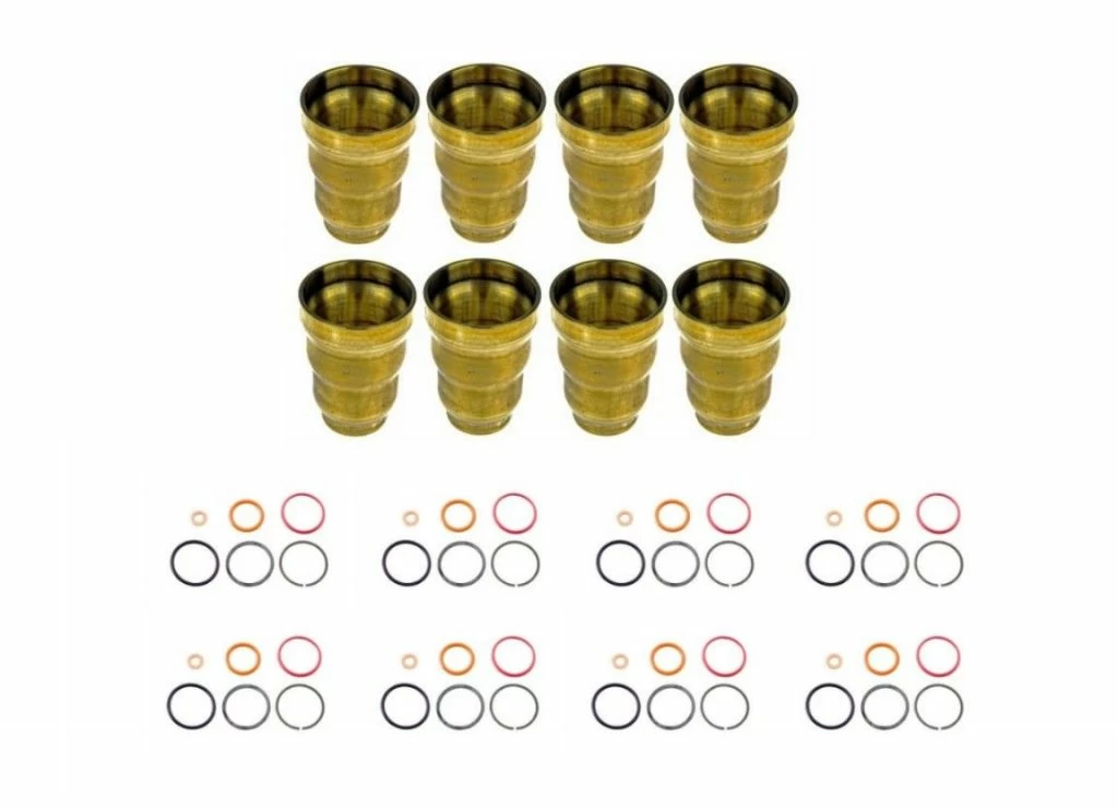 TrackTech Set of 8 Fuel Injector Cup Sleeve O-Ring Kit for 1994-2003 Ford Powerstroke 7.3L